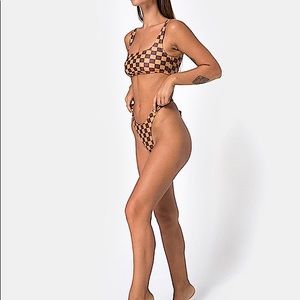 (NEW) MOTEL farida checkered high leg bikini bottom size medium